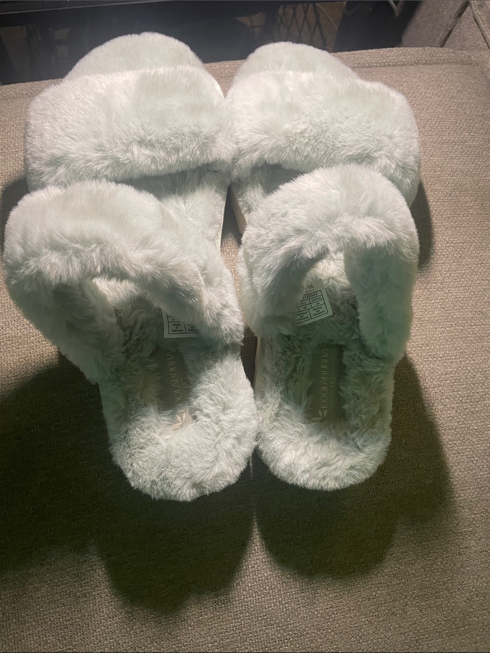 Koolaburra by Ugg Plush Faux-Fur Slide Slippers in baby blue Women’s Cozy Slides